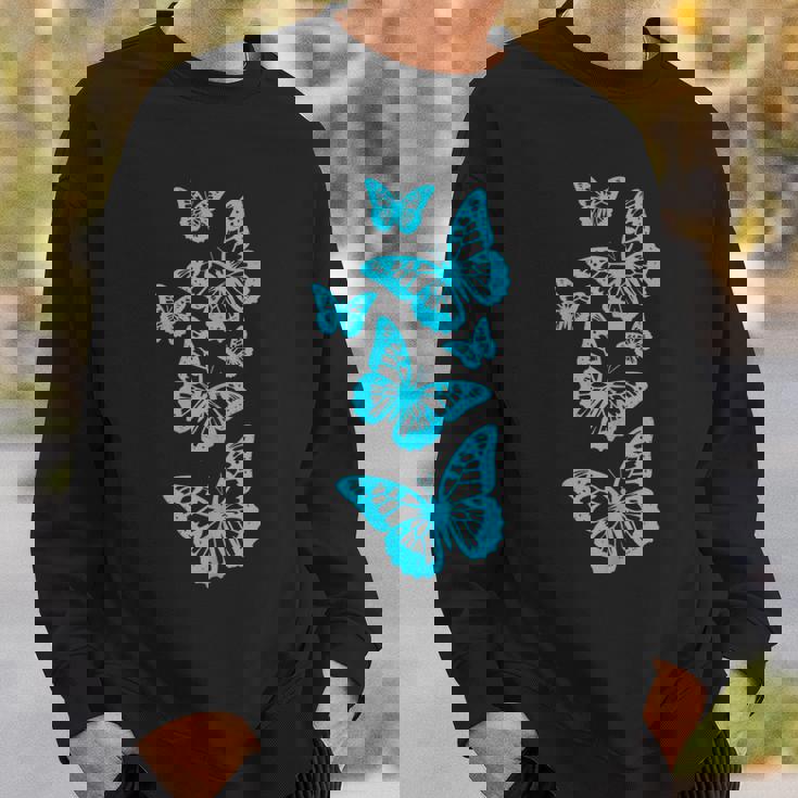 ファンタジー エレガント 蝶 ブルー ブラック シェイプ マニア スウェットシャツ 彼への贈り物