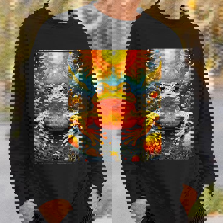 ファンタジー キュート イエロー カエルの太陽 スウェットシャツ 彼への贈り物