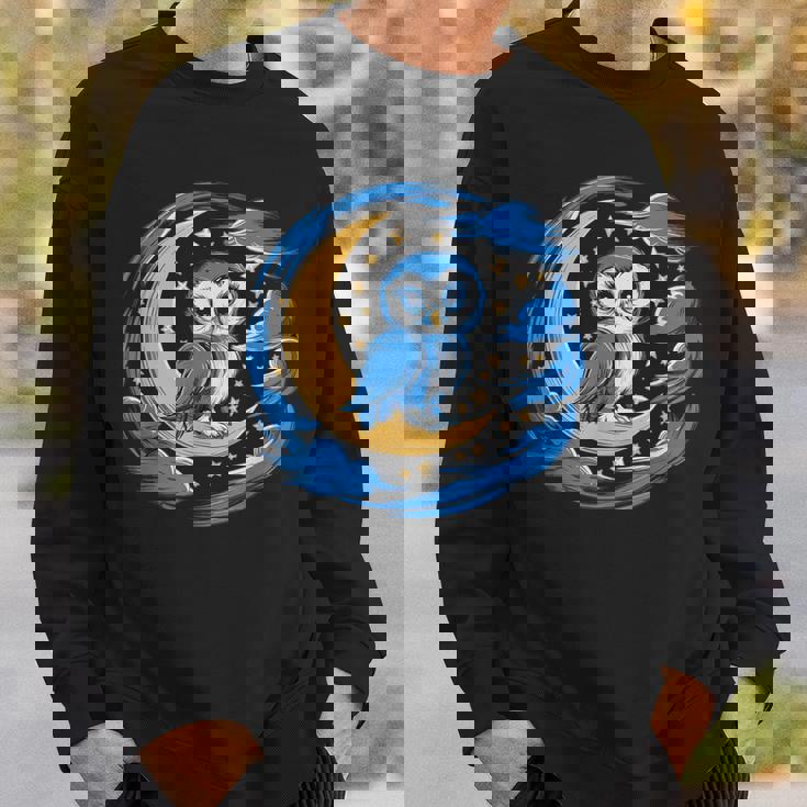 フクロウ 月 夜 星 スウェットシャツ 彼への贈り物