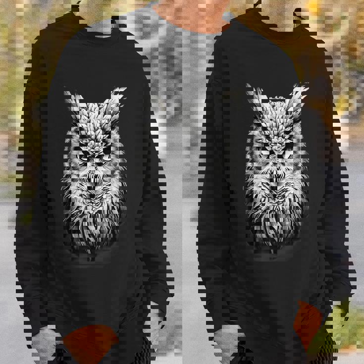 フクロウ 肖像画 アートワーク 図面 動物愛好家 アニマルプリント スウェットシャツ 彼への贈り物