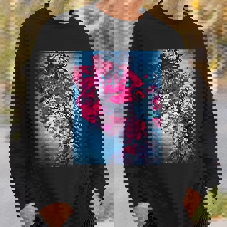 フラワー スカル フローラル シュガー ダーク アート グランジ エステティック ホラー スウェットシャツ 彼への贈り物