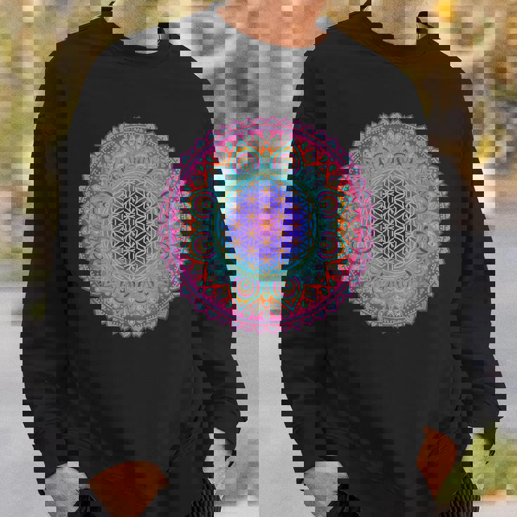 フラワー・オブ・ライフシンボル 民間伝承 マンダラ 5 ファン ファン ファン スウェットシャツ 彼への贈り物