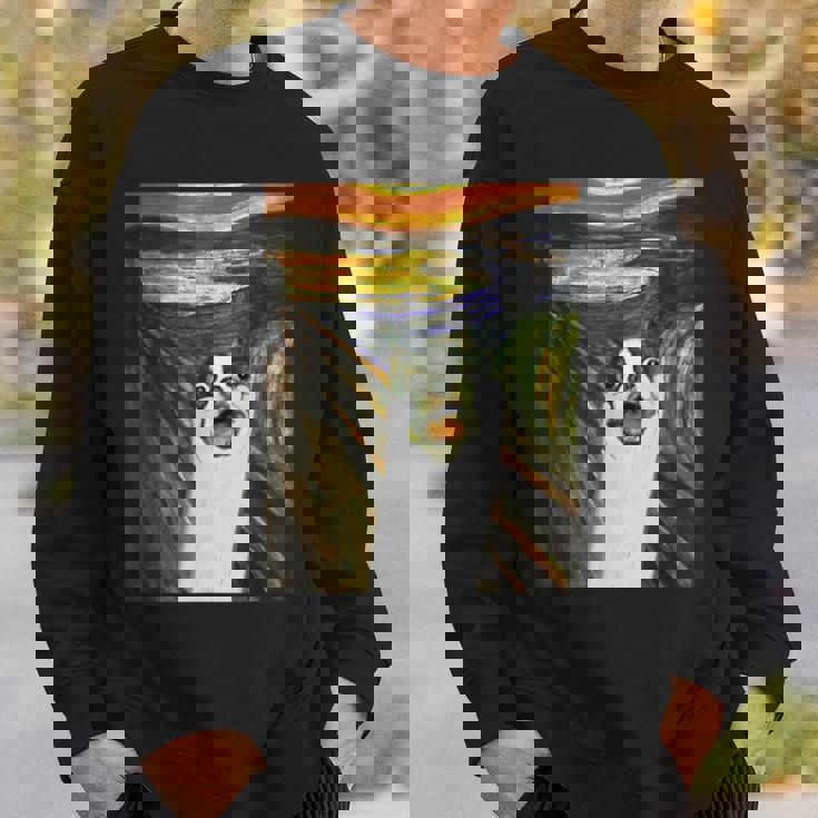 フレンチブルドッグ 面白いtシャツ 犬 ムンクの叫び かわいい メンズ 子供 おもしろ 服 ネタ わんこ スウェットシャツ 彼への贈り物