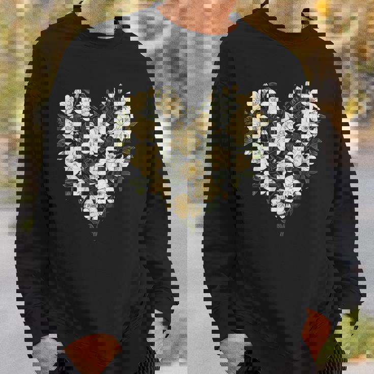 フローラル ジャスミン フラワーガール ハート バレンタインデー 植物 ママ スウェットシャツ 彼への贈り物