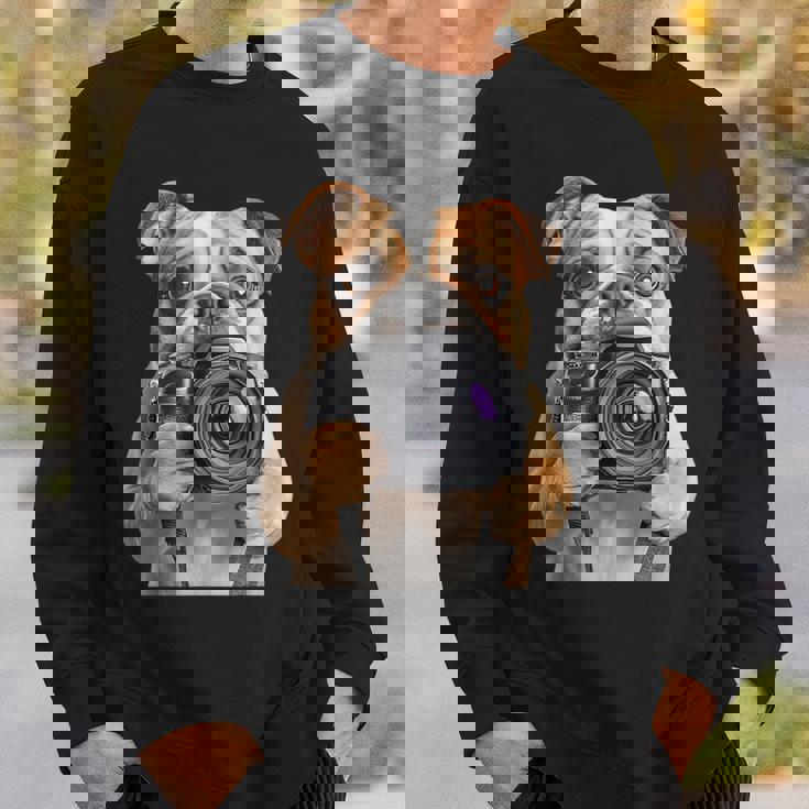 ブルドッグ 写真家 写真カメラ スウェットシャツ 彼への贈り物