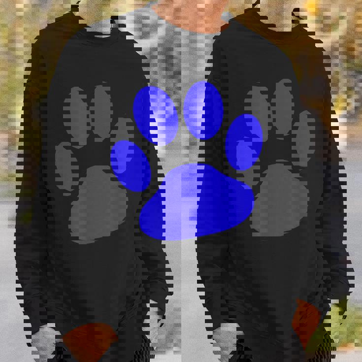 ブルー 肉球 プリントシャツ スウェットシャツ 彼への贈り物