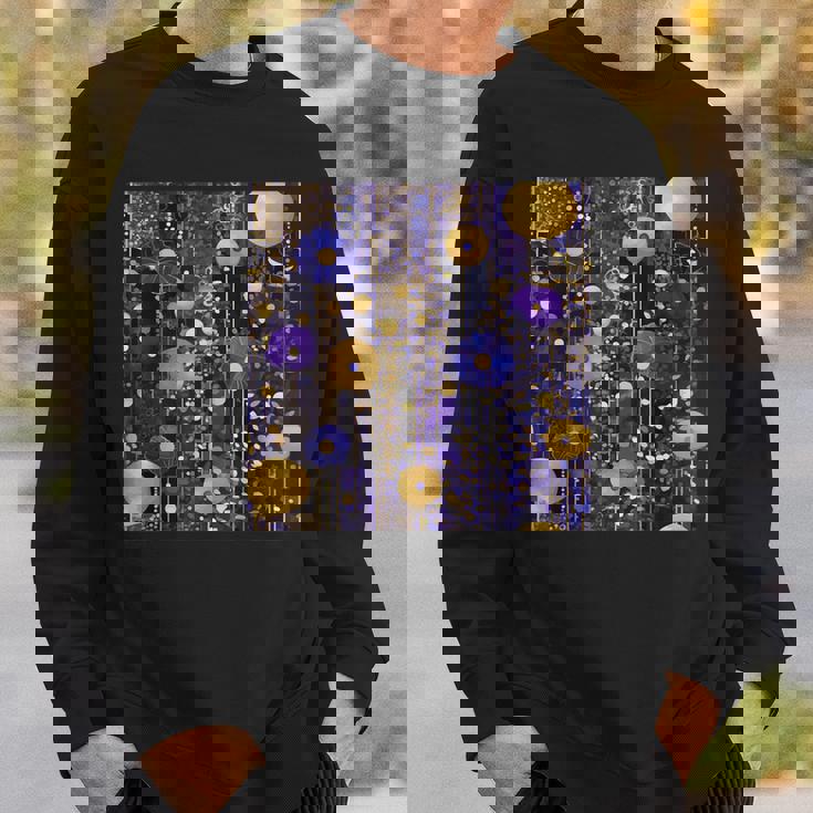 ブルーとゴールド フラワーガーデン アフタークリムト スウェットシャツ 彼への贈り物