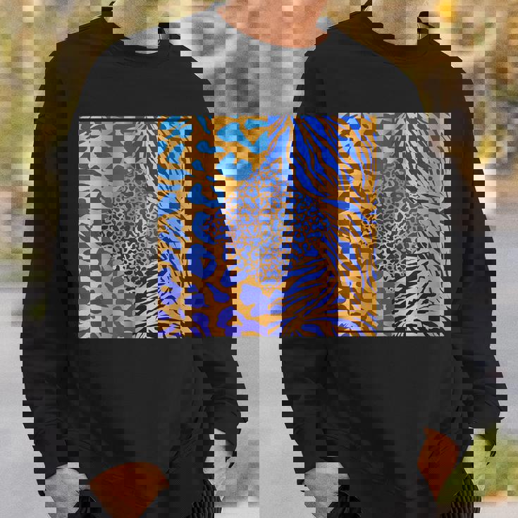 ブルースの直径のジャングルプリントゴールド。シマウマ、パンサー、チーター スウェットシャツ 彼への贈り物