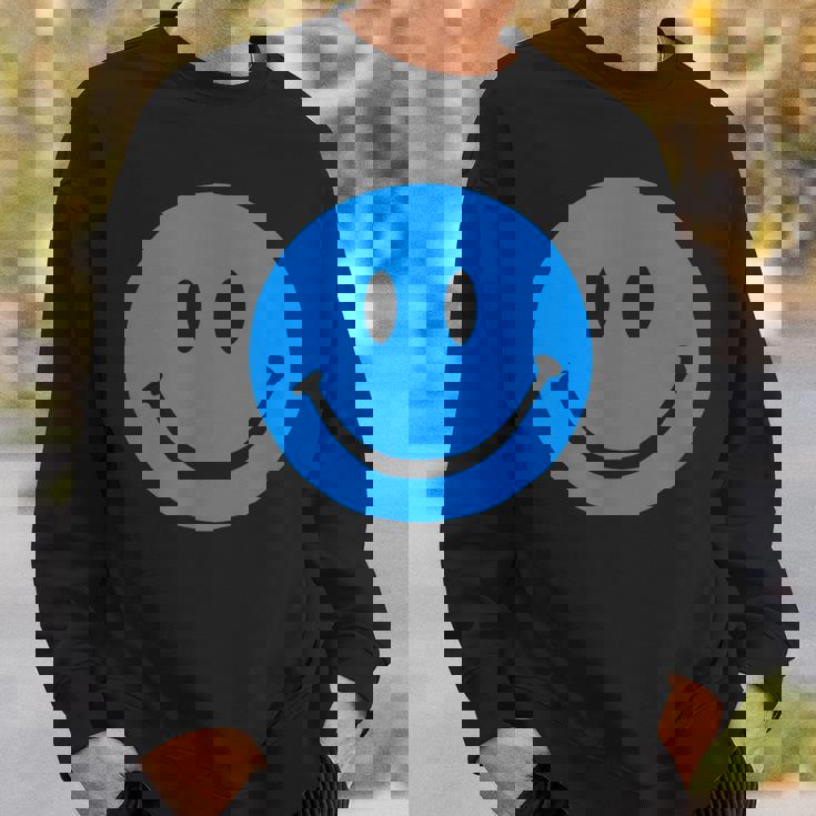 ブルースマイリーフェイス レトロブルーハッピーフェイス スウェットシャツ 彼への贈り物