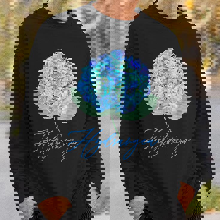 ブルーパープルアジサイフラワーレトロガーデナーアート スウェットシャツ 彼への贈り物