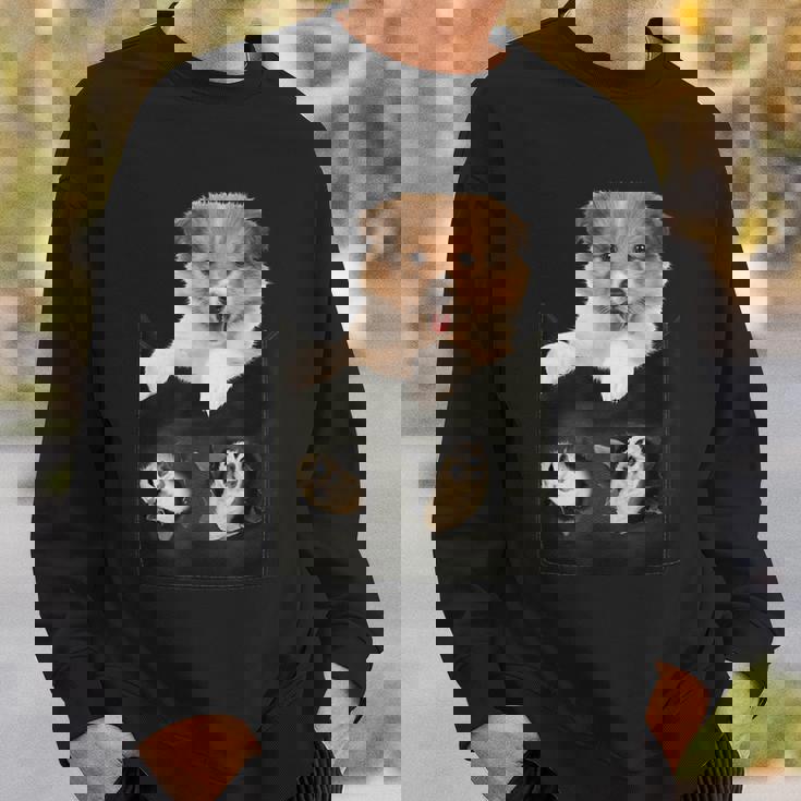 プリントポケットに入ったコリー犬 犬好きに面白い スウェットシャツ 彼への贈り物