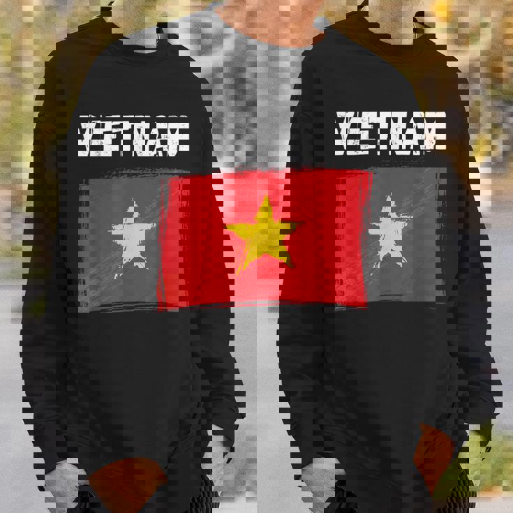 ベトナム国旗 ホリデー ビンテージ グランジ ベトナム国旗 スウェットシャツ 彼への贈り物