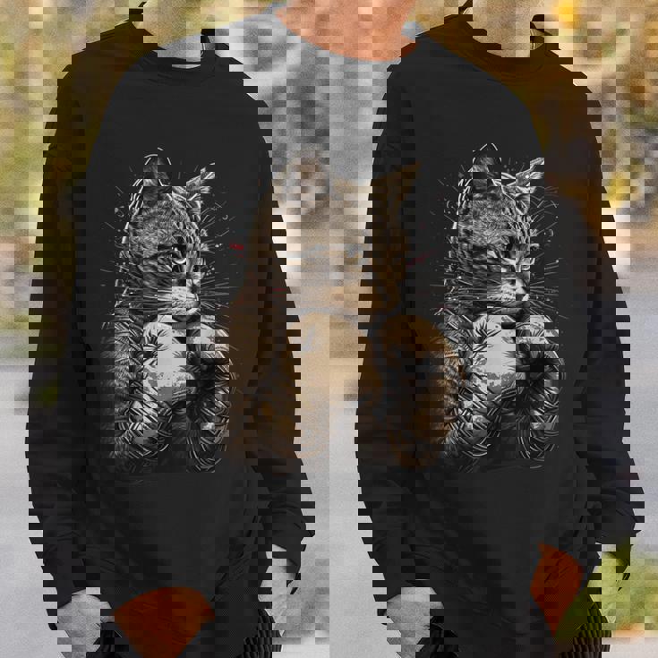 ボクシング キャット ボクサー 面白い猫のグラフィック スウェットシャツ 彼への贈り物
