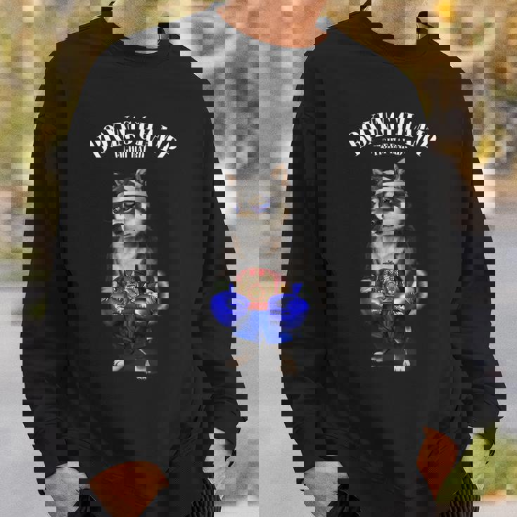 ボクシングチャンピオン ブラック柴犬ファイター スウェットシャツ 彼への贈り物