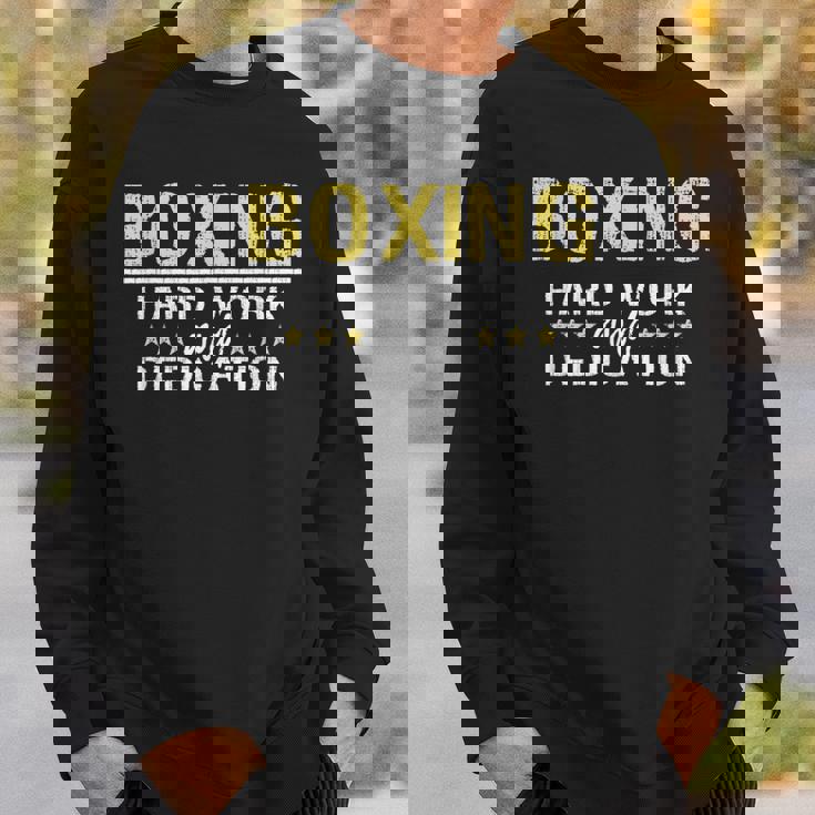 ボクシングハードワークと献身 キックボクシングジムボクサー スウェットシャツ 彼への贈り物