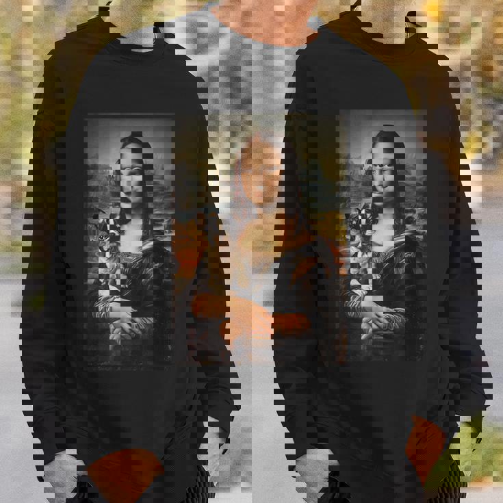 ボストンテリア モナリザ 絵画 アート 犬 ママ お父さん スウェットシャツ 彼への贈り物