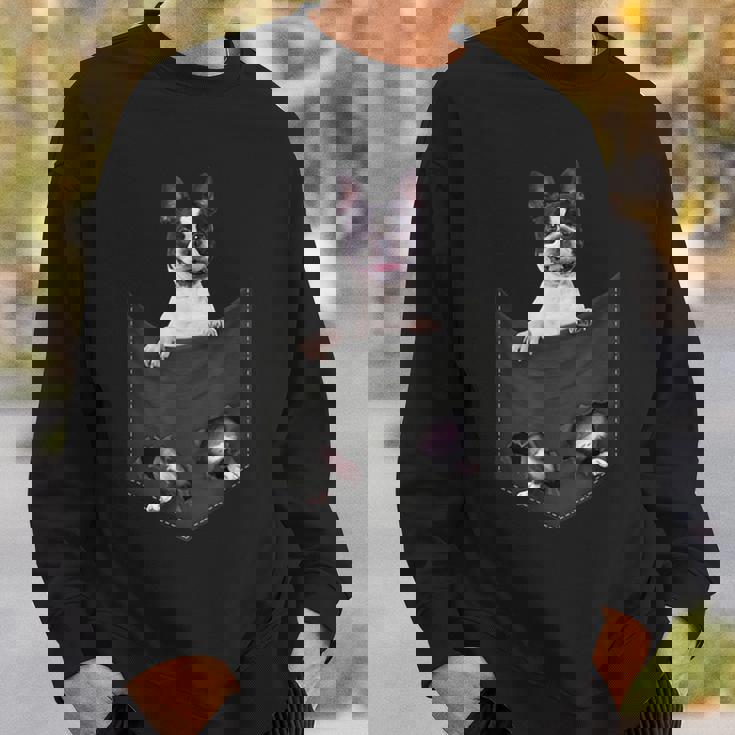 ボストンテリア愛好家のためのポケットに入った面白いボストンテリア スウェットシャツ 彼への贈り物