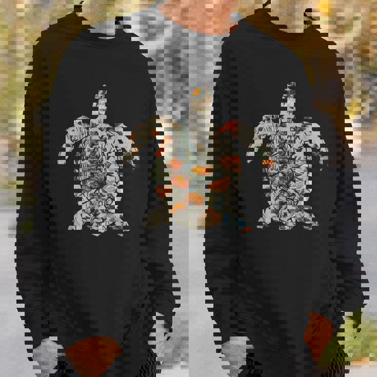 ボタニカル・シルエット・マッシュルーム オーシャニック・コタジェコア ウミガメ スウェットシャツ 彼への贈り物