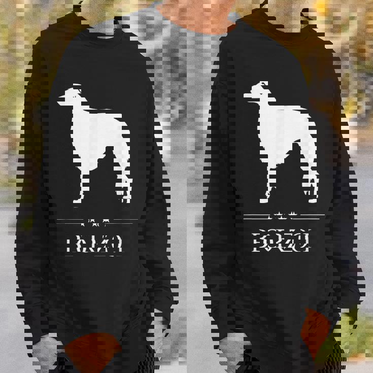 ボルゾイ犬の白いシルエット スウェットシャツ 彼への贈り物