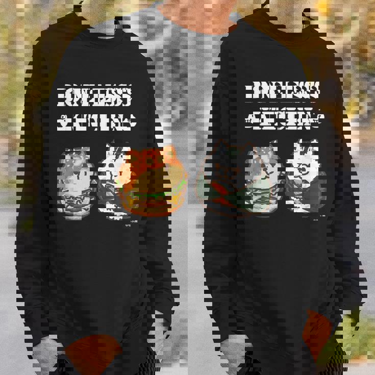 ボンレス犬とボンレス猫 ハンバーガーとおにぎり ダークカラー スウェットシャツ 彼への贈り物