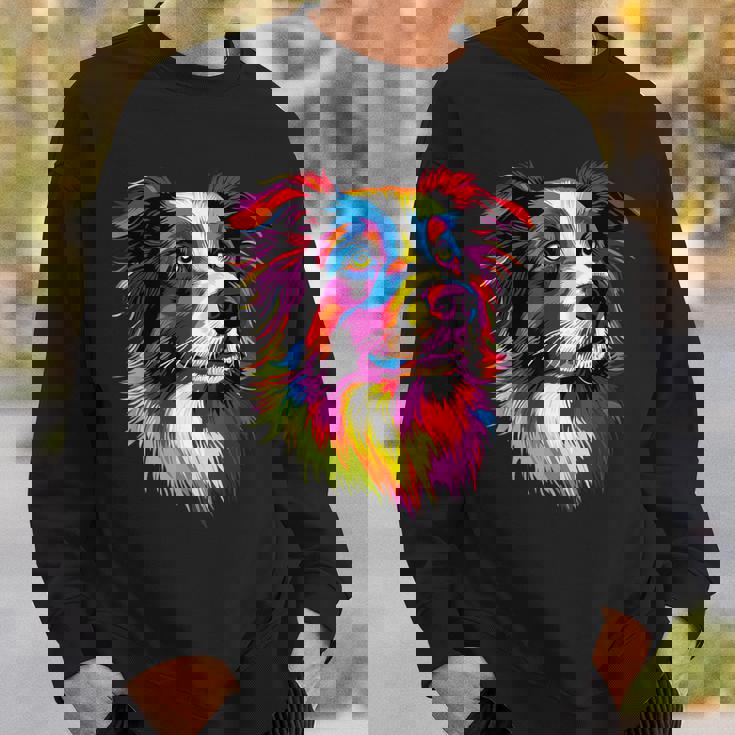 ボーダーコリー ポップアート レインボーカラー カラフル ボーダーコリー スウェットシャツ 彼への贈り物