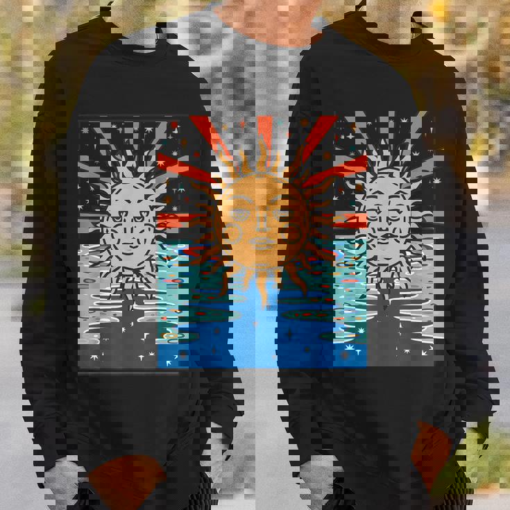 ボーホー 太陽と月 天体 三日月 フェイズ スウェットシャツ 彼への贈り物