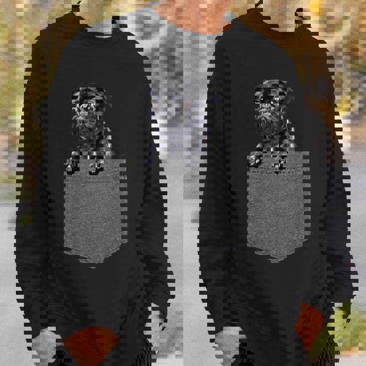 ポケットにいるパグ かわいい愛犬デザイン 犬愛好家、ペットオーナー向け スウェットシャツ 彼への贈り物