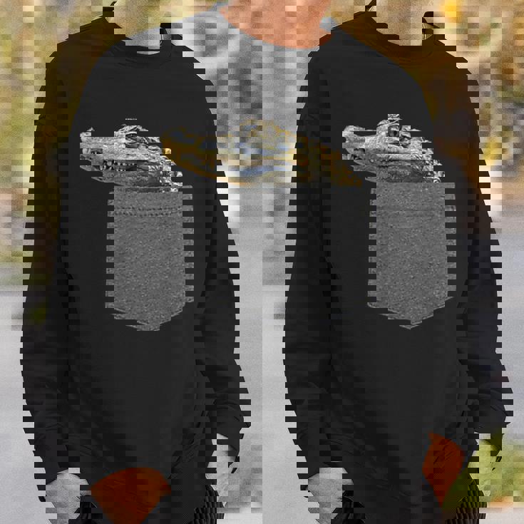 ポケットにワニ 愉快なアニマルデザイン スウェットシャツ 彼への贈り物