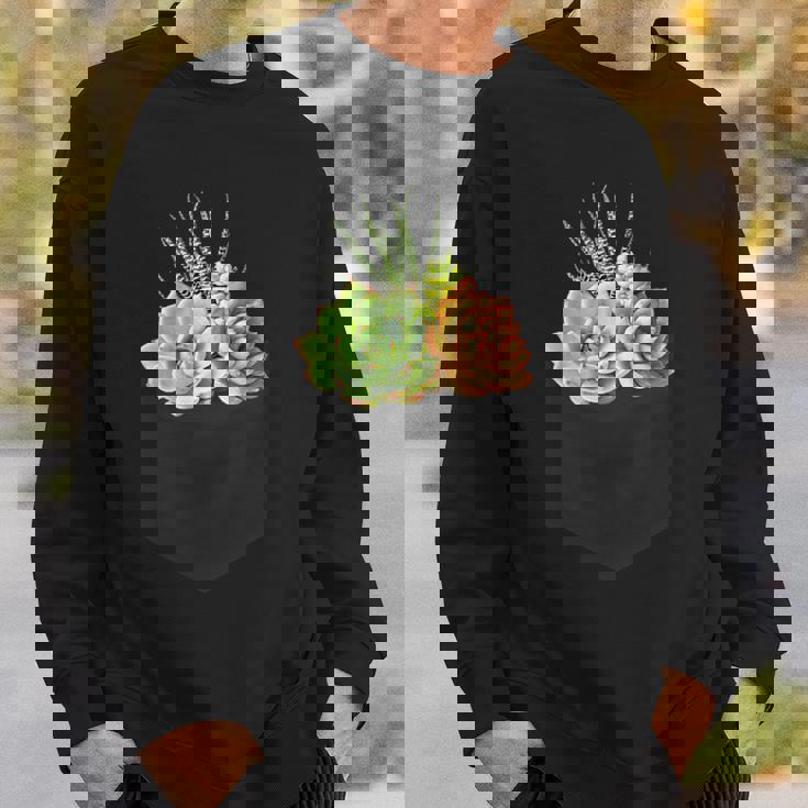 ポケットに入った多肉植物、胸にエケベリアセダム スウェットシャツ 彼への贈り物