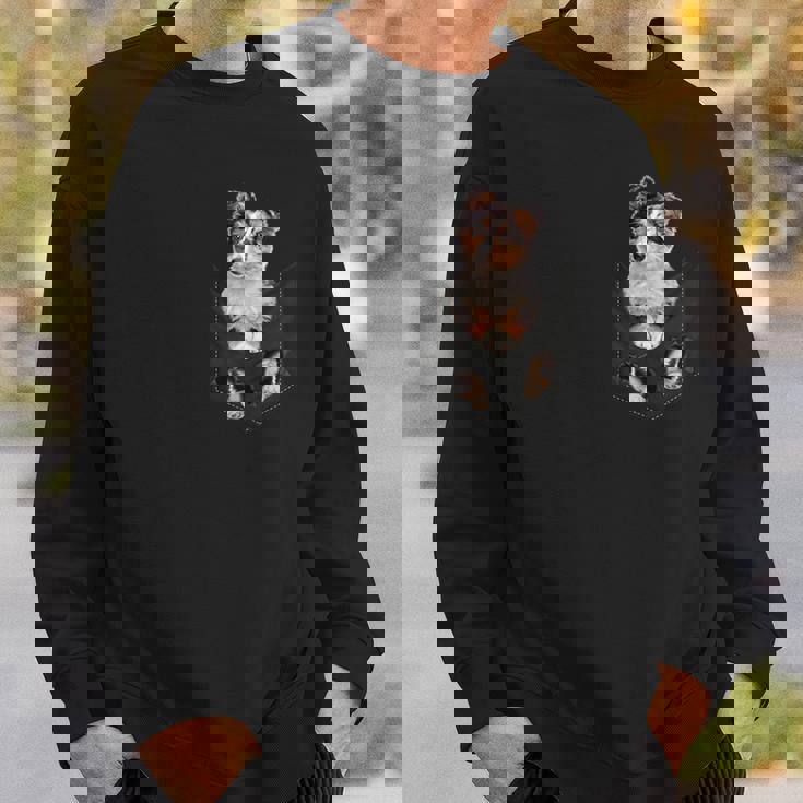 ポケットに入った面白いシェットランドシープドッグ シェルティー愛好家に スウェットシャツ 彼への贈り物