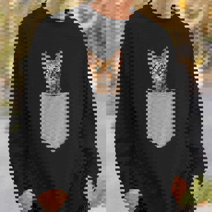 ポケットに入った面白いベンガルキャット かわいい子猫 恋人 ギフト スウェットシャツ 彼への贈り物