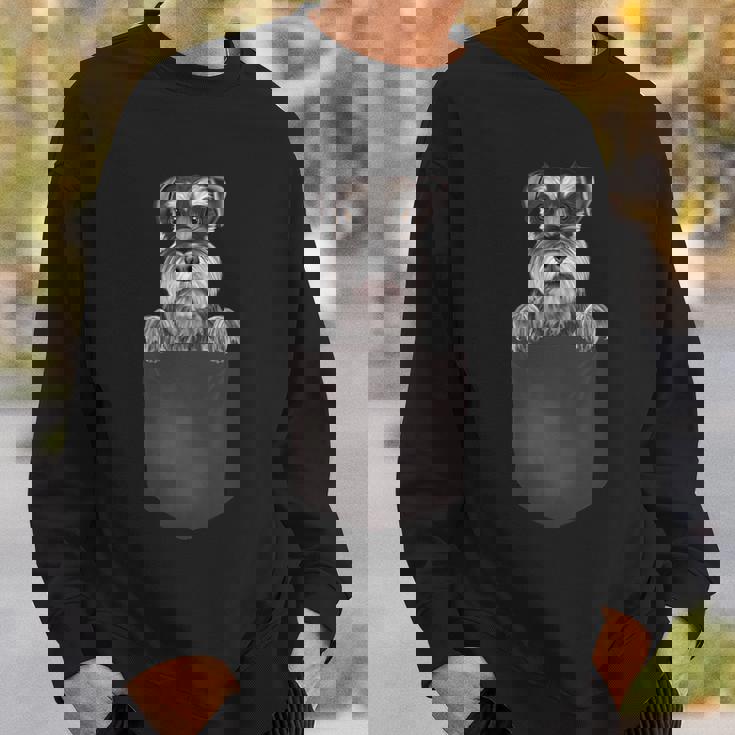 ポケットの中の犬面白い犬好きのミニチュア・シュナウザー スウェットシャツ 彼への贈り物