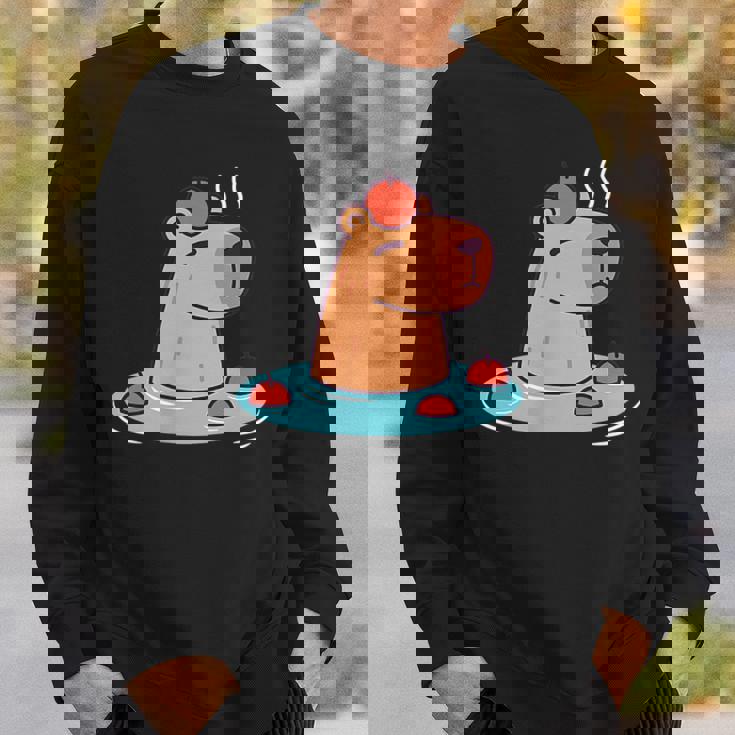 ポケットカピバラ 温泉に浸ける カピバラ スウェットシャツ 彼への贈り物