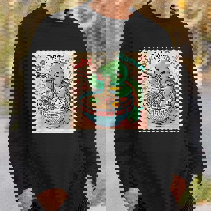 ポップ 和 アート 切手 かわいい 赤ちゃん 亀 ラーメン スウェットシャツ 彼への贈り物