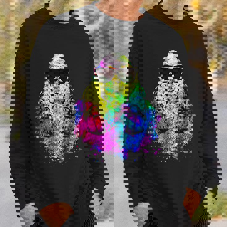 ポップアート アメリカンコッカー スパニエル 犬のポートレート ヘッドフォン付き スウェットシャツ 彼への贈り物