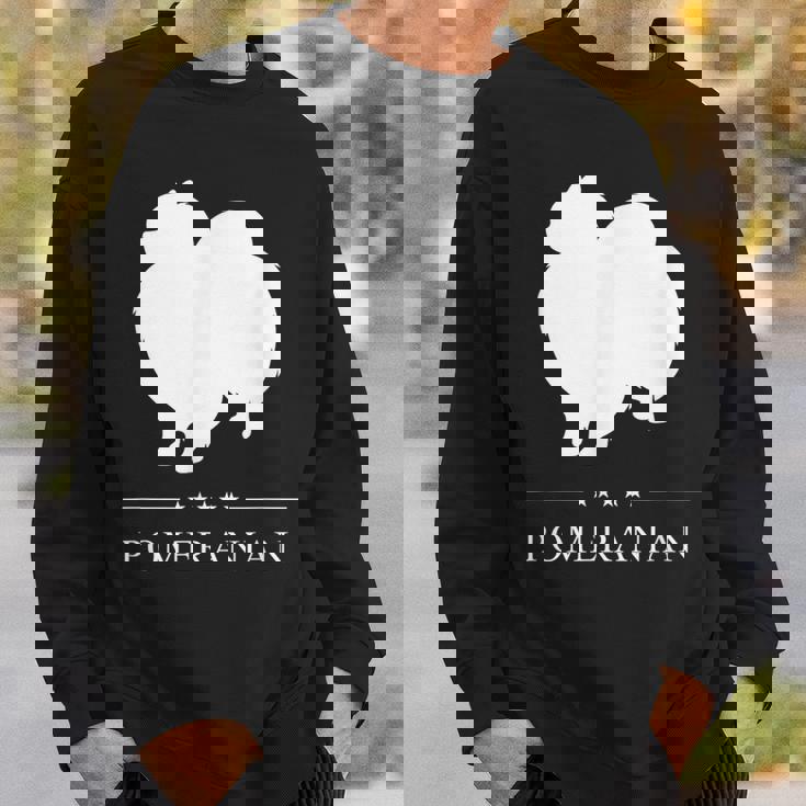 ポメラニアン 犬 ホワイト シルエット スウェットシャツ 彼への贈り物