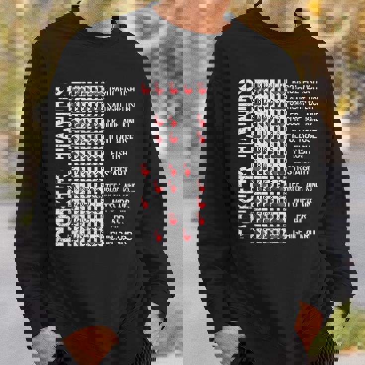 ポーカーハンド チートシートカード カジノゲーム 面白いプレイヤーギフト スウェットシャツ 彼への贈り物