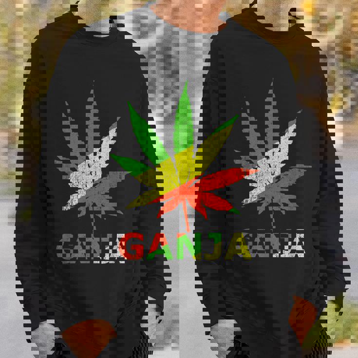 マリファナのガンジャ雑草の葉 ラスタカラー スウェットシャツ 彼への贈り物