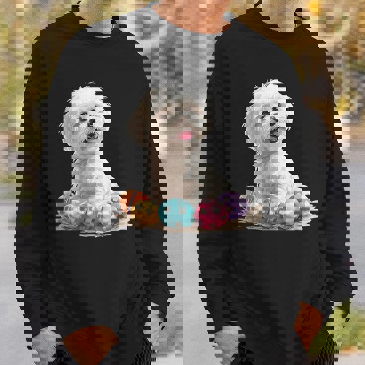 マルチーズ 犬 犬種 ハッピーイースター メンズ レディース キッズ スウェットシャツ 彼への贈り物