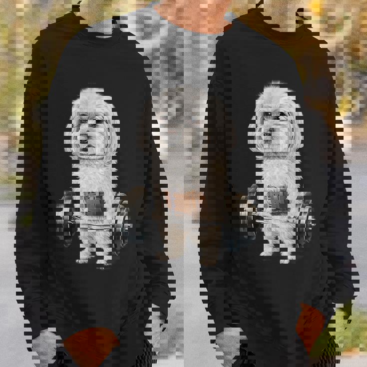 マルチーズドッグ筋トレ バーベルシュラッグバー フィットネス スウェットシャツ 彼への贈り物