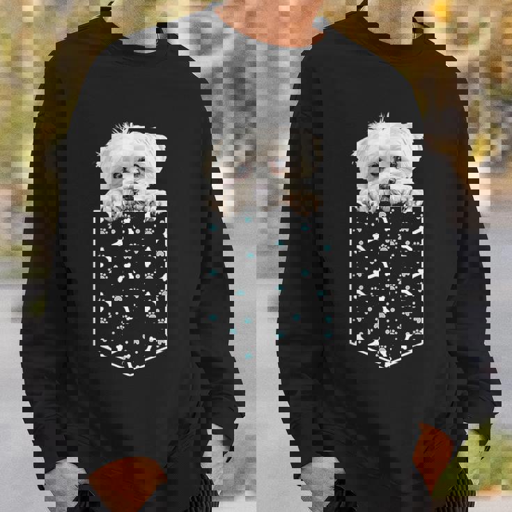 マルチーズ犬ポケット子犬の顔ペット愛好家 スウェットシャツ 彼への贈り物