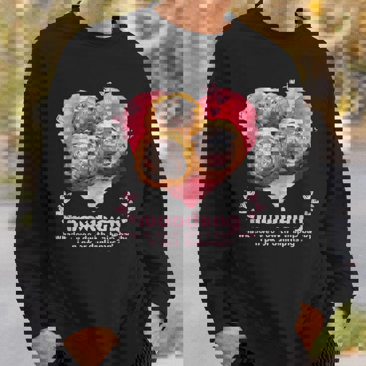 ムーデン君が 豚肉団子 になっちゃった！可愛いカバの赤ちゃん スウェットシャツ 彼への贈り物