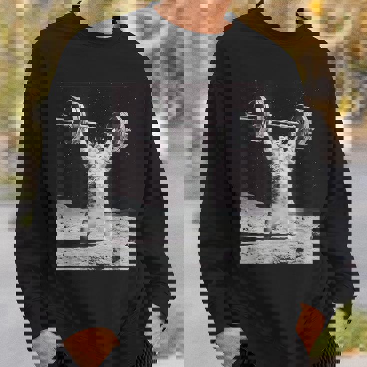 ムーンキャット 筋トレ 猫 フィットネス ジム ウェイトリフティング トレーニング 面白い猫 おもしろ スウェットシャツ 彼への贈り物