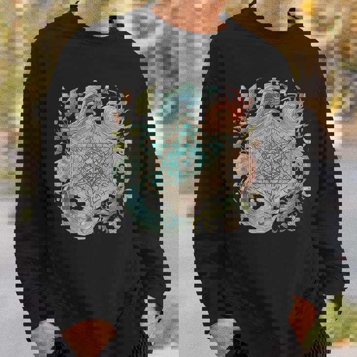 メタトロンキューブと自然の要素 火、土、水、風 スウェットシャツ 彼への贈り物