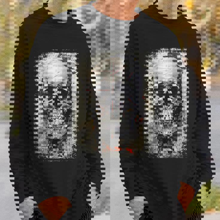 モダンなヒップホップ、レトロ、ヴィンテージ、エッジの効いた Y2k Hip Hop アーバン ストリートウェア、スカル スウェットシャツ 彼への贈り物