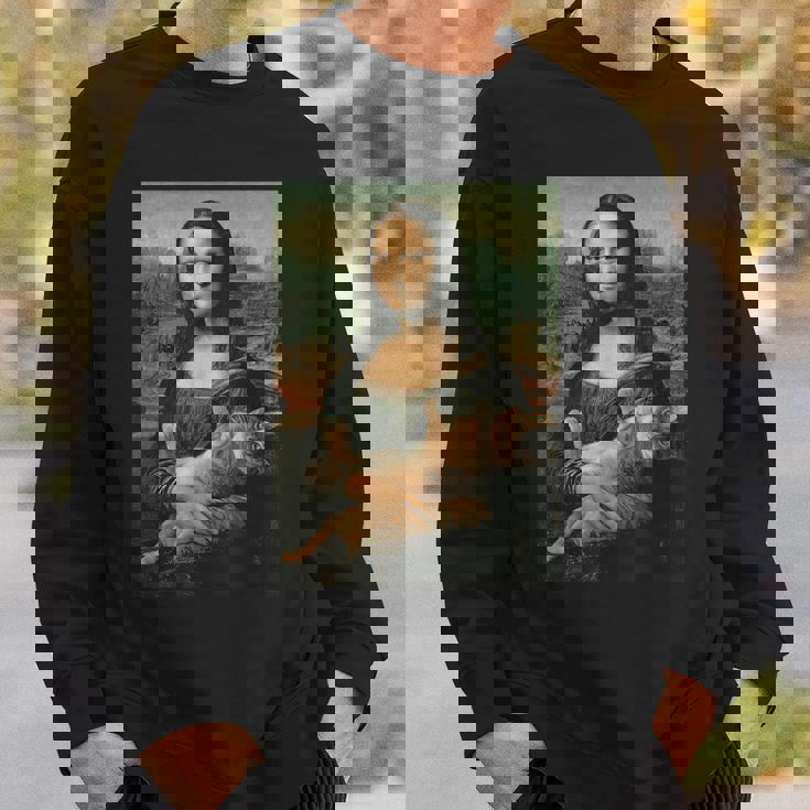 モナリザとオレンジ猫 面白いアートペインティング スウェットシャツ 彼への贈り物