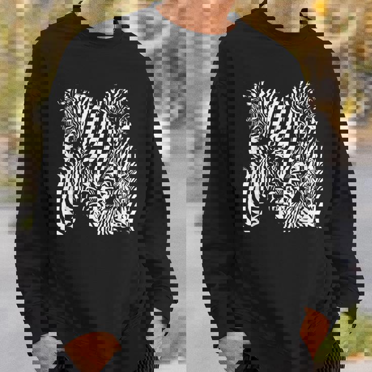 モノクロゼブラ柄アフリカサファリ動物野生生物 スウェットシャツ 彼への贈り物