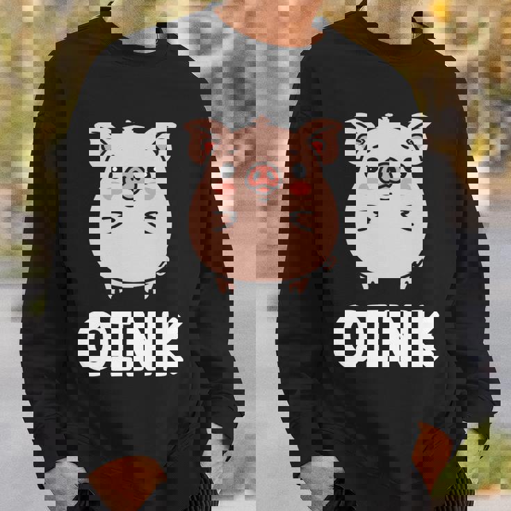 ユーモア豚 ミニマリスト かわいい 面白い豚 長袖tシャツ スウェットシャツ 彼への贈り物