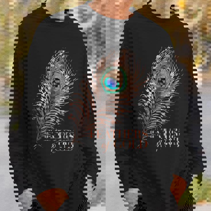 ラグジュアリーボタニカルフラワー ローズゴールド 孔雀 ゴールドの羽 スウェットシャツ 彼への贈り物