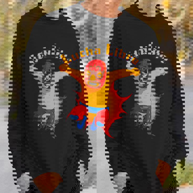 ルチャリブレメキシコ覆面レスラー漫画アクションポーズ スウェットシャツ 彼への贈り物